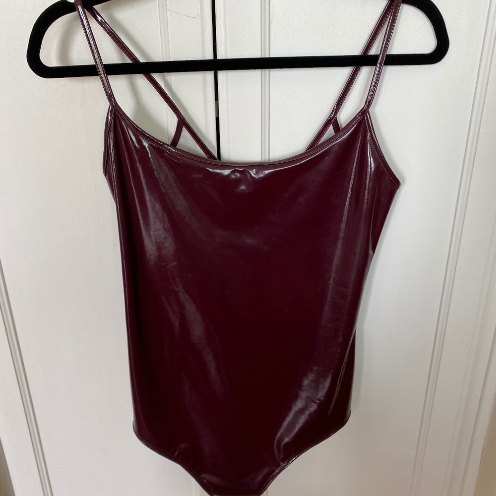 Sexy Dark Pink Latex Bodysuit